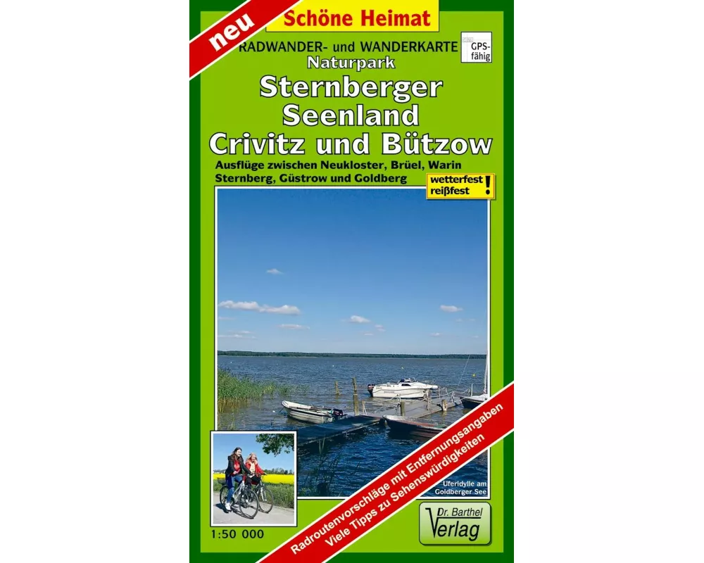 Radwander- und Wanderkarte Naturpark Sternberger Seenland, Crivitz, Bützow und Umgebung