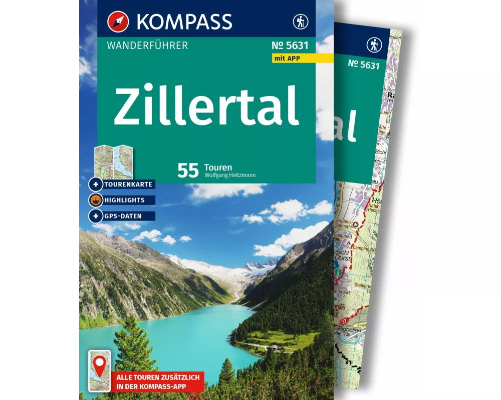 KOMPASS Wanderführer Zillertal, 55 Touren mit Extra-Tourenkarte