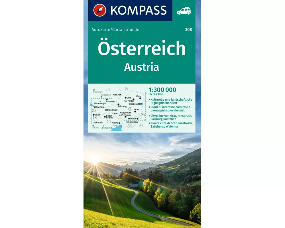 KOMPASS Autokarte Österreich 1:300.000