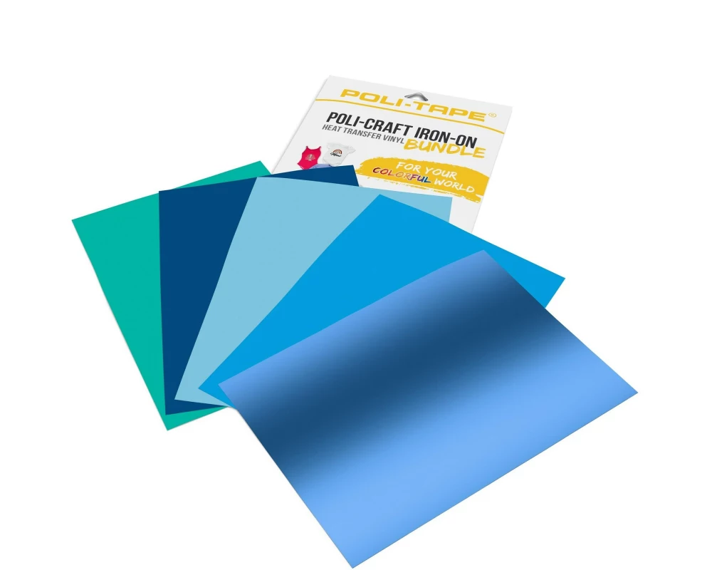 Poli-Tape Aufbügelfolie Ozean A4, mehrfarbig, 5 Stück