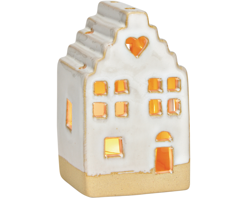 ROOST Teelicht Haus 7x11x6cm 10040029 Keramik, weiss