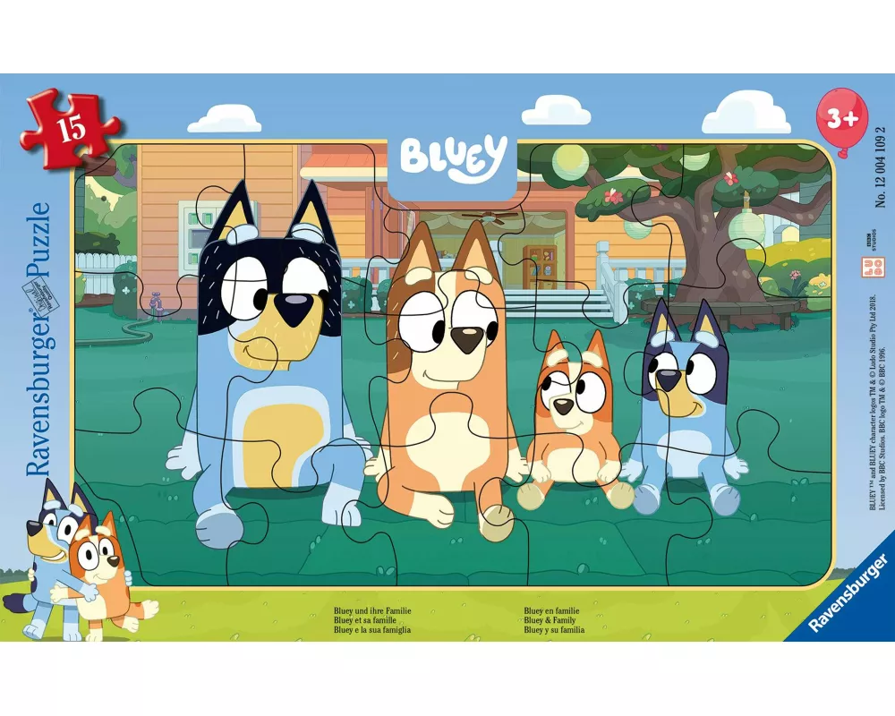 Kinderpuzzle 15 Teile - Bluey und ihre Familie