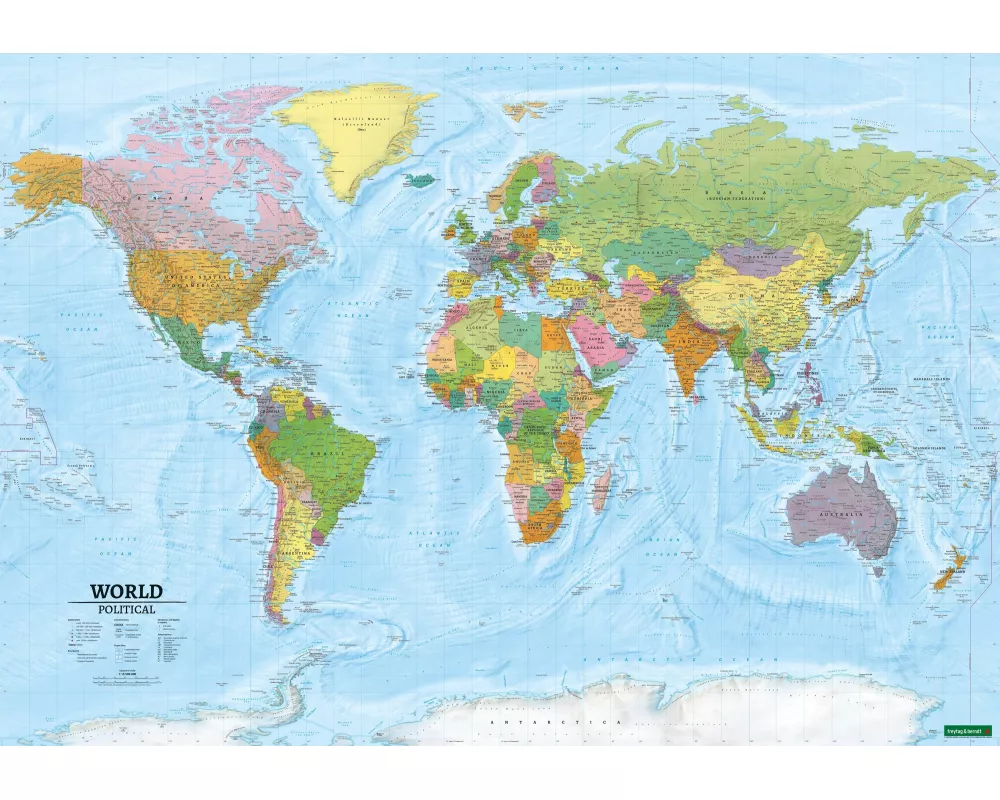 World map XXL, political, english, 1:15.000.000, Poster, freytag & berndt