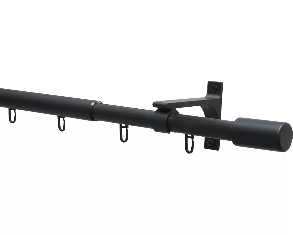 Gardinia Vorhangstange Set Thasos 100-190 cm, Schwarz-matt