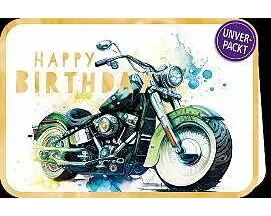 Doppelkarte. Simply Gold. Happy Birthday - Motorrad