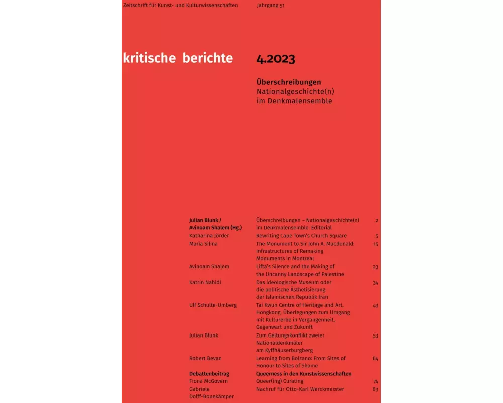 Kritische Berichte: Zeitschrift für Kunst- und Kulturwissenschaften / Jahrgang 51, Heft 4.2023