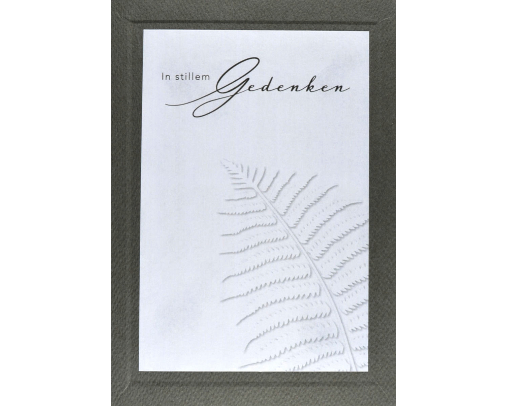 ABC Trauerkarte Blindprägung A5 0030140400 In stillem Gedenken Farnblatt