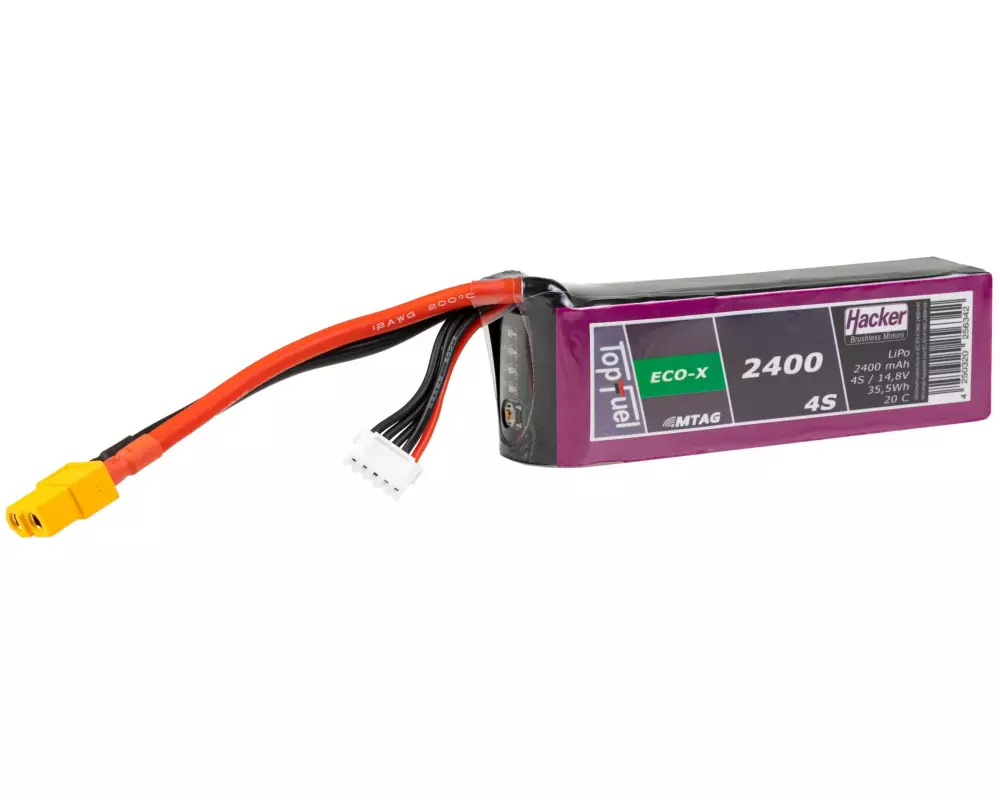 Hacker RC-Akku LiPo 2400 mAh 14.8 V 20C TopFuel ECO-X MTAG