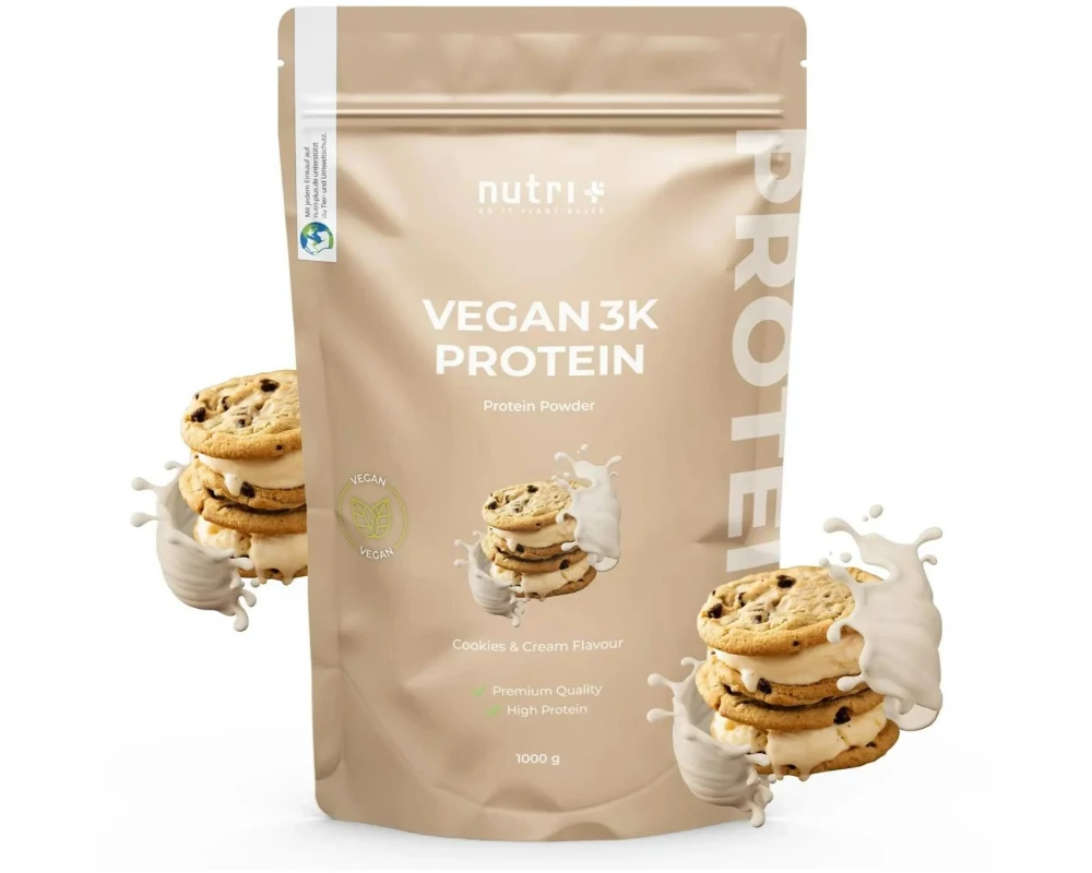 Nutri+ Pulver Vegan 3K Protein Cookie/Crème 1000 g