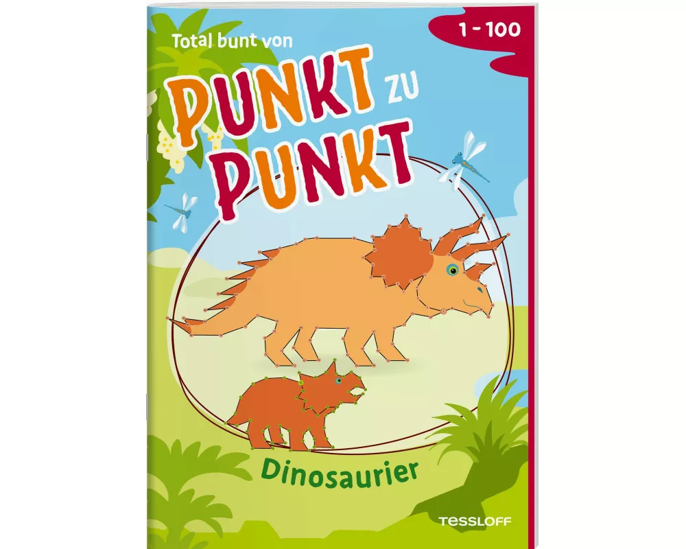 Total bunt von Punkt zu Punkt. Dinosaurier. Von 1 bis 100