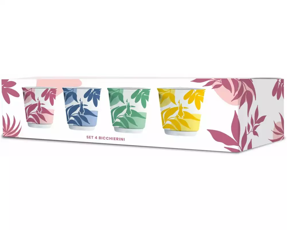 Bialetti Set 4 Becher 80 ml, 1 Stück, Mehrfarbig