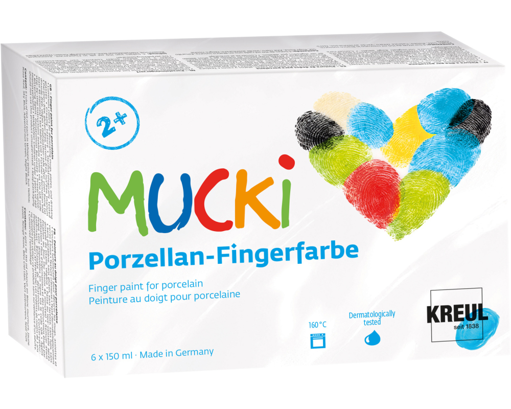 KREUL Porzellan-Fingerfarbe Mucki KR-26310 assortiert 6x150ml