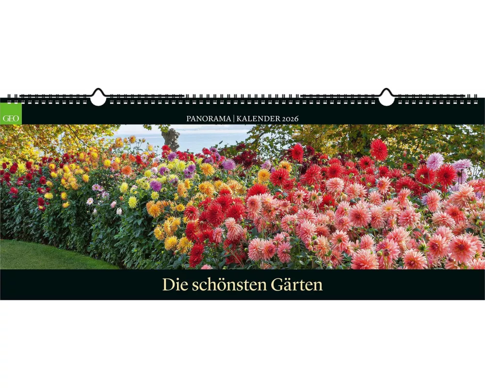 GEO - GEO Panorama: Die schönsten Gärten 2026 – XXL Wandkalender 120x50 cm, Panorama-Kalender mit Gartenfotografie, 12 Monatsblätter & Spiralbindung f