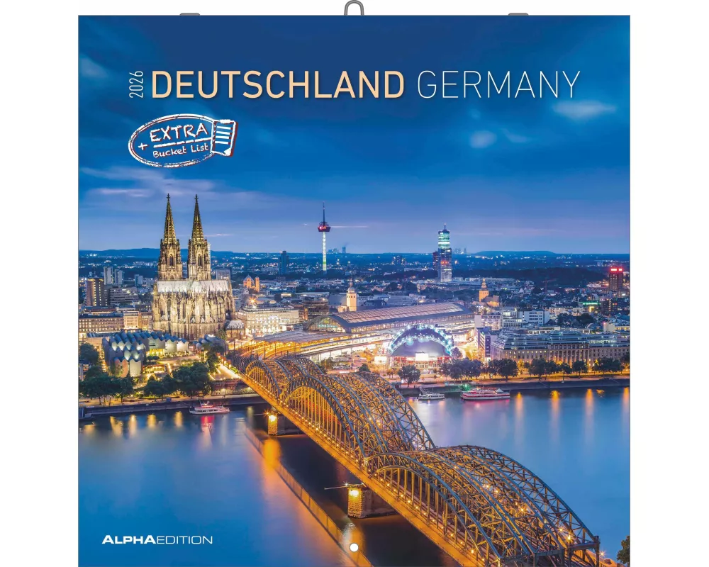 Alpha Edition - Deutschland Kalender 2026 – Wandkalender 30×30 cm mit Deutschlandmotiven & Platz für Notizen, Broschürenkalender mit Ferienterminen, p