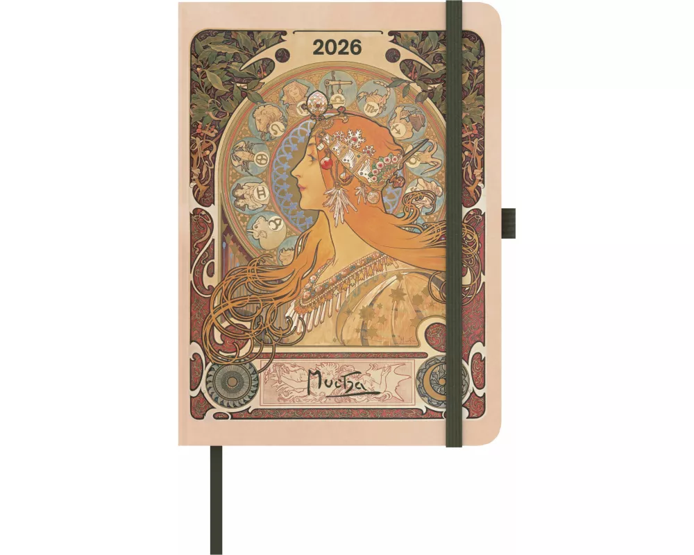 teNeues - ArtDiary Alfons Mucha 2026 – Buchkalender 16x22 cm | Wochenkalender mit Jugendstil-Motiven für Mucha-Fans & Kunstliebhaber