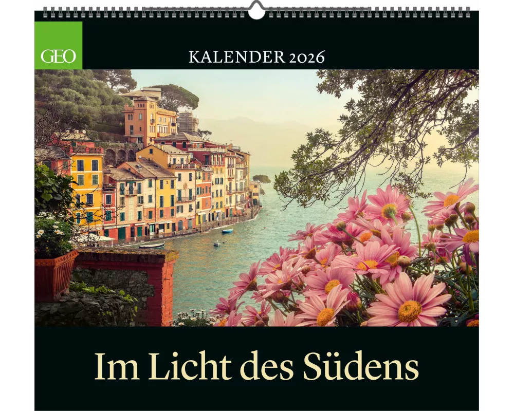 GEO - Im Licht des Südens 2026 – Wandkalender 50x45 cm, Poster-Kalender mit Mittelmeer-Landschaften, 12 Monatsblätter & Spiralbindung für Sonnen- und