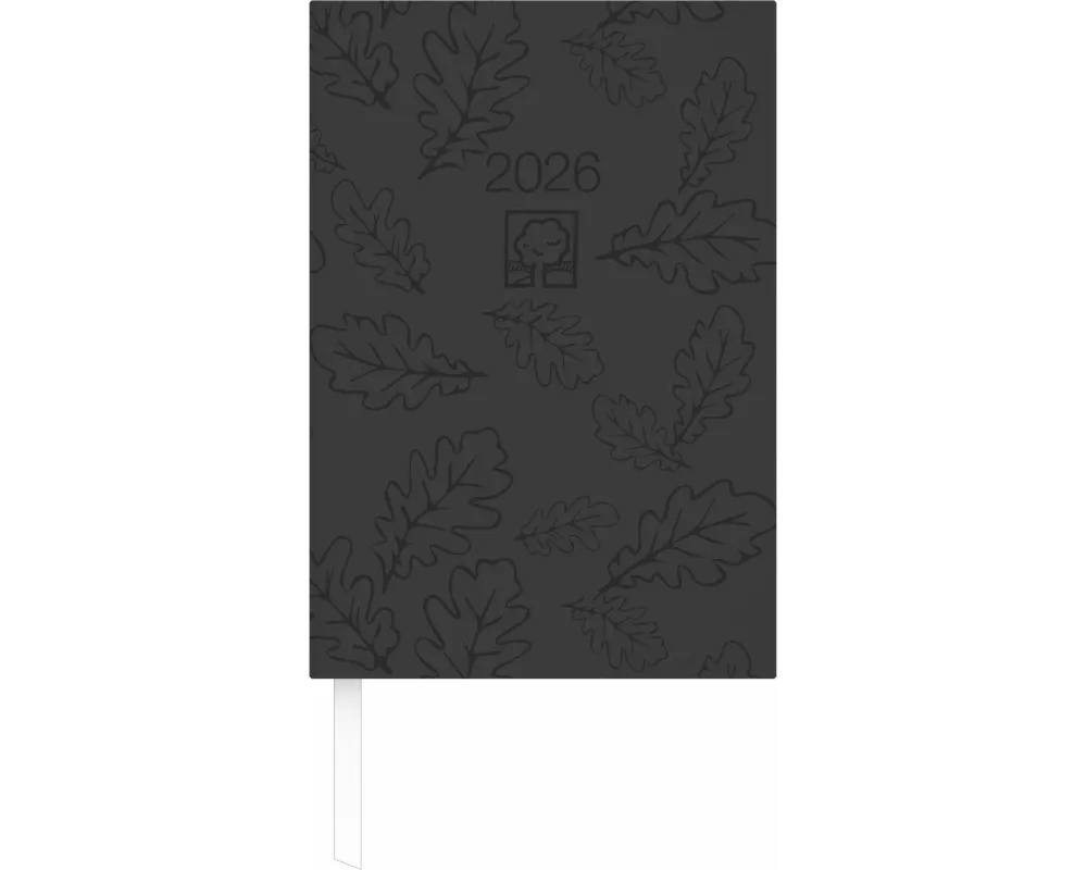 Zettler Buchkalender 1T/1S schwarz Blauer Engel 2026 – Bürokalender 15 × 21 cm, 1 Tag pro Seite, Recyclingpapier, FSC, Tagesplaner mit Stundenplan 7–1