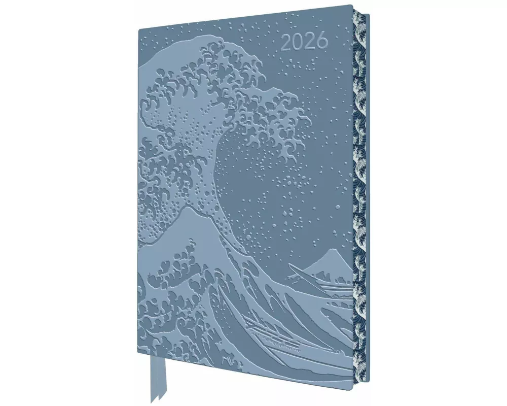 Katsushika Hokusai: The Great Wave 2026 Artisan Art Vegan Leather Diary Planner - Page to View with Notes