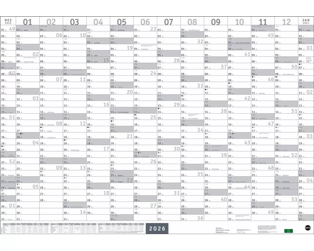 Mega-Posterplaner, silber 2026