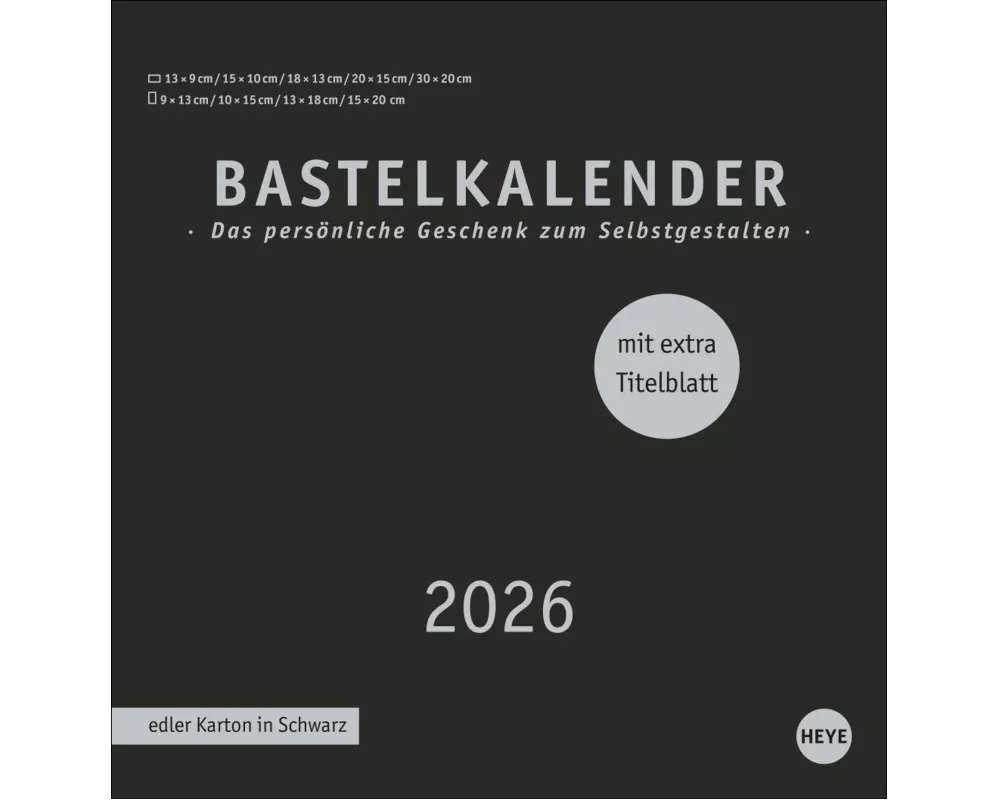 Premium-Bastelkalender schwarz groß 2026
