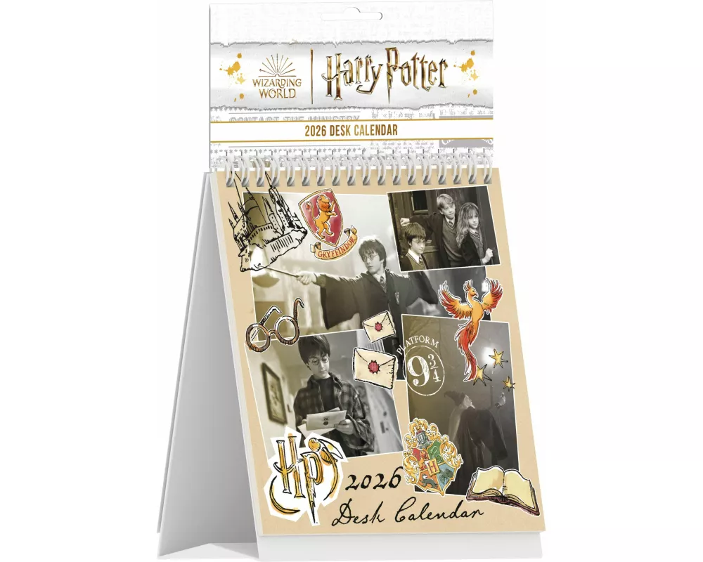 Pyramid - HARRY POTTER 2026 – Tischaufstellkalender 16×17 cm mit 12 Motiven von Harry, Hermine & Ron aus Hogwarts, Wochenkalender für Fans der Wizardi