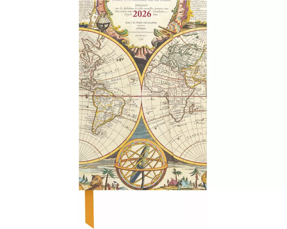 teNeues - Antique Maps 2026 – Buchkalender 10x15 cm | Kompakter Wochenkalender im Vintage-Weltkarten-Design für Weltenbummler, mit Magnetverschluss
