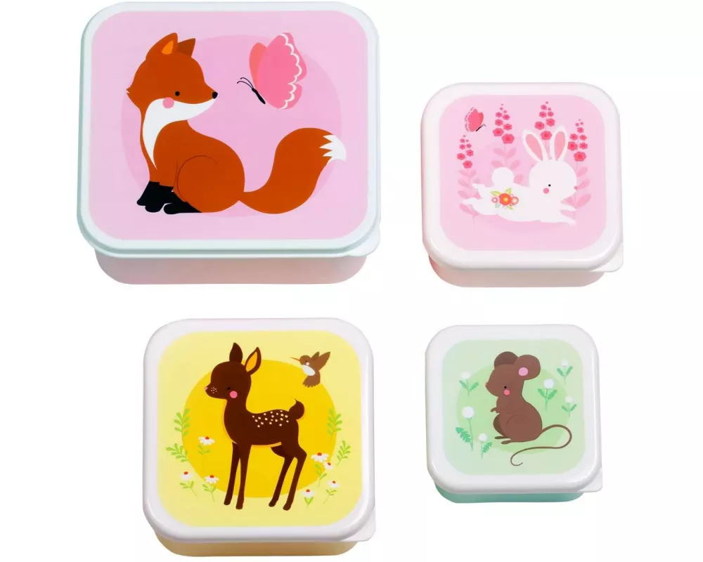 A Little Lovely Company Lunchbox & Snack Box Set Forest Friends, Altrosa