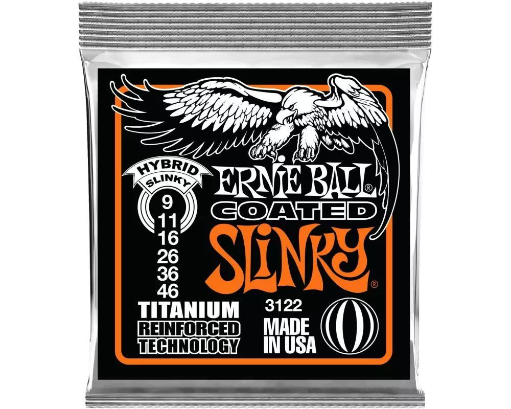 Ernie Ball Gitarrensaiten 3122 Slinky Coated Titanium – Hybrid 09-46