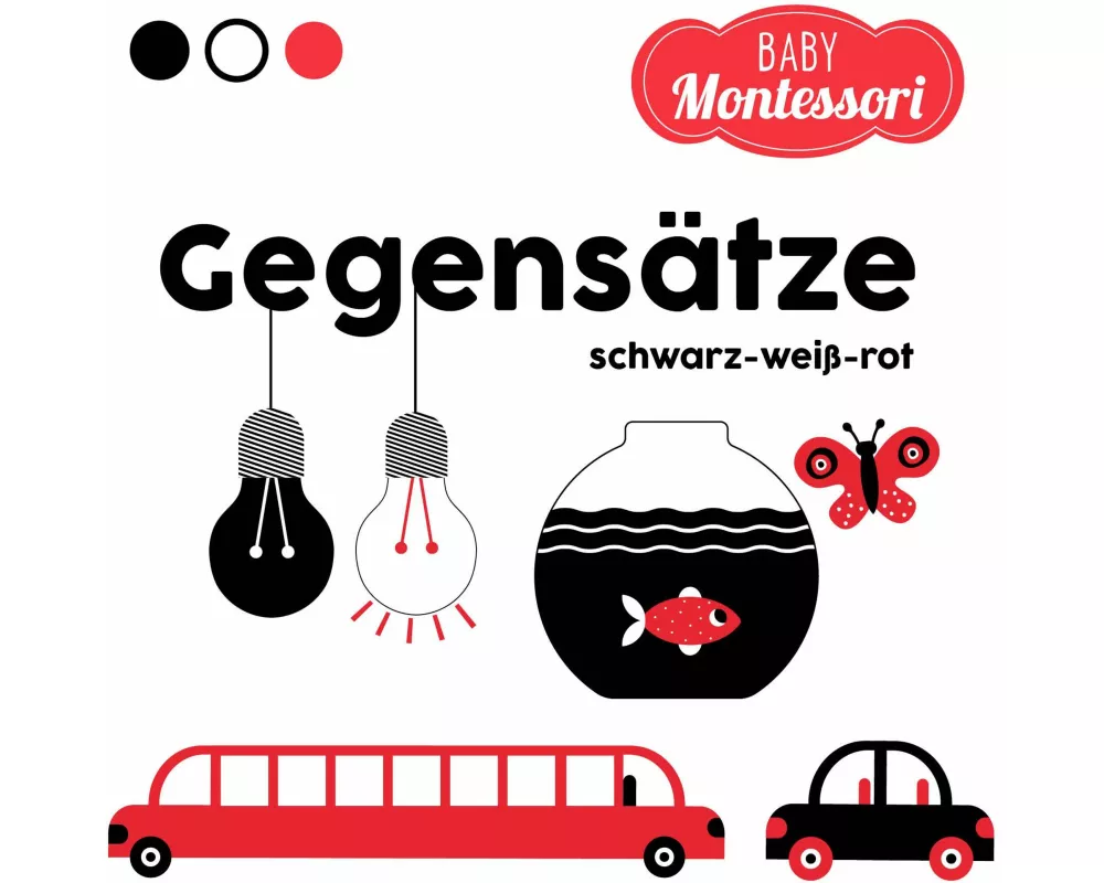Gegensätze schwarz-weiß-rot (Baby Montessori)
