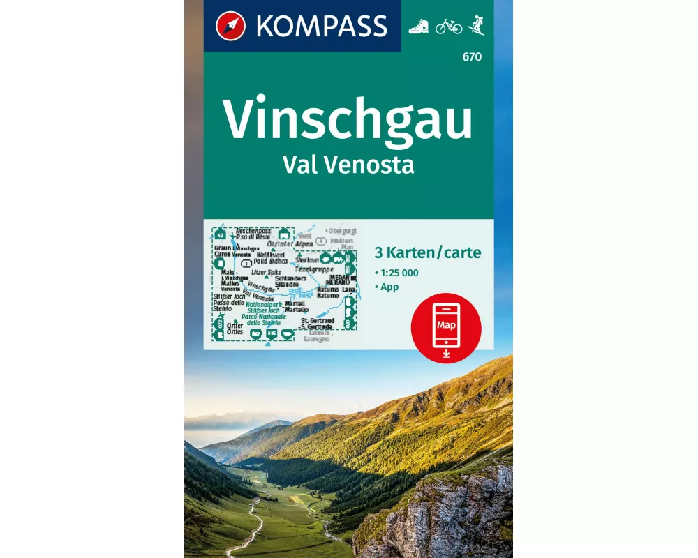 KOMPASS Wanderkarten-Set 670 Vinschgau / Val Venosta (3 Karten) 1:25.000