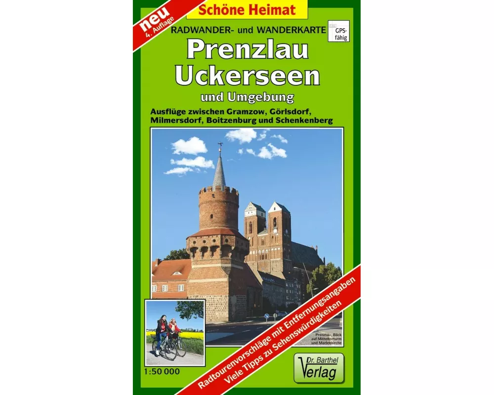 Radwander- und Wanderkarte Prenzlau, Uckerseen und Umgebung