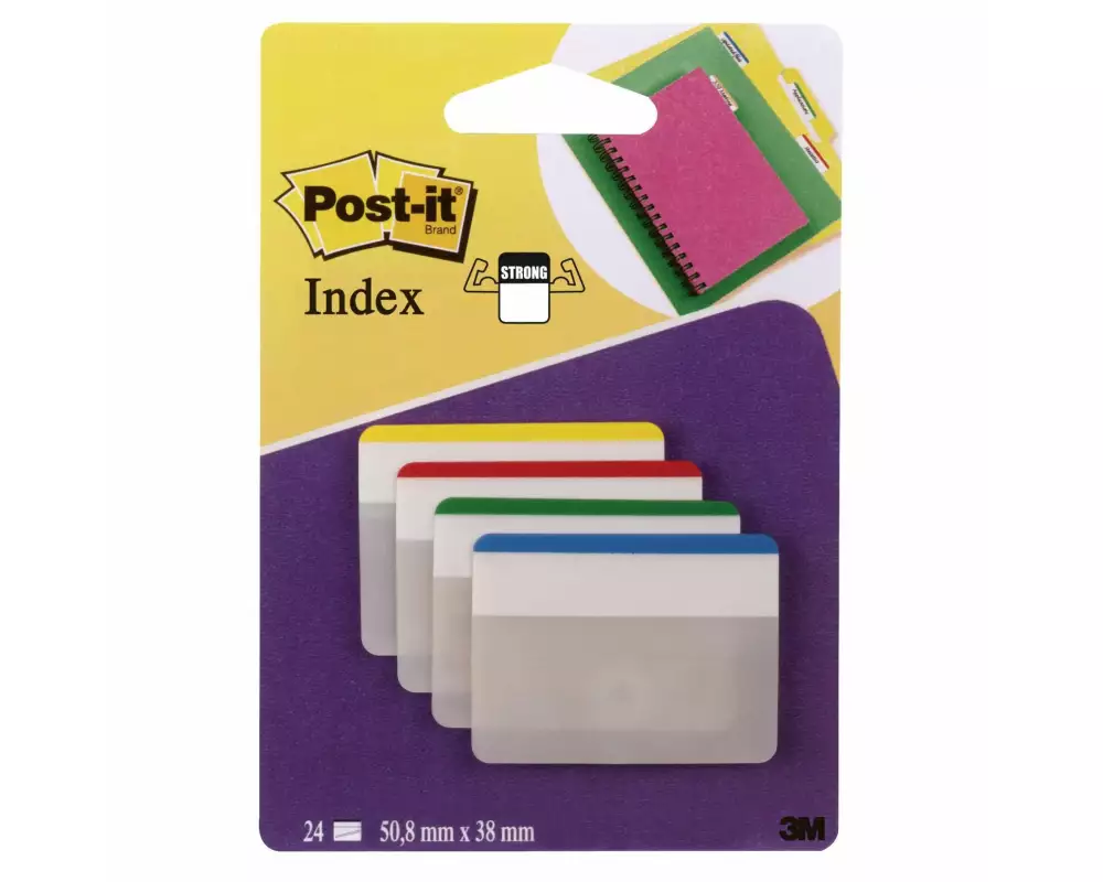 Post-it Page Marker Index Strong Blau/Gelb/Grün/Rot, 4 Stück