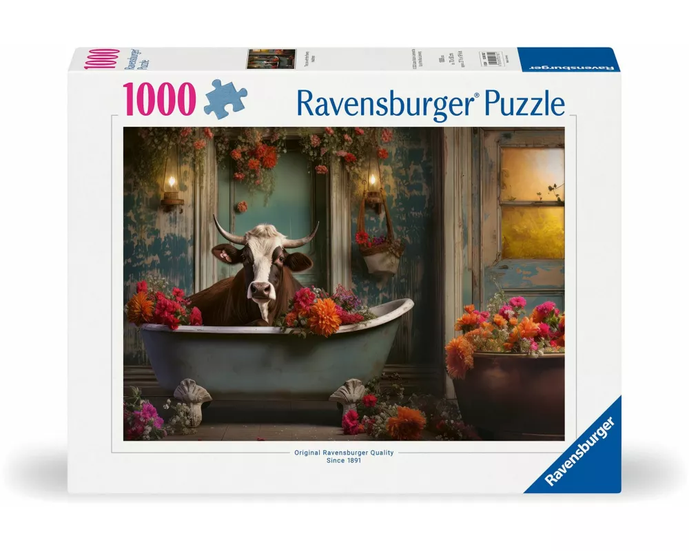 Erwachsenenpuzzle 1000 Teile - Die Kuh in der Badewanne