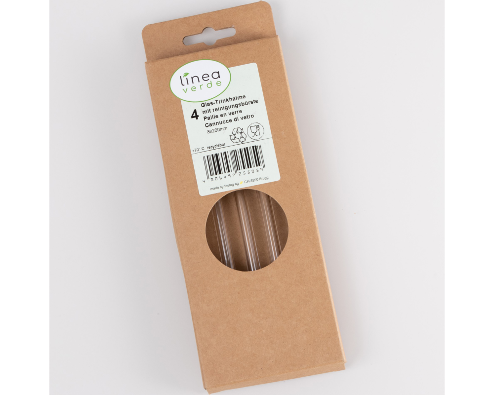 ELCO Trinkhalme aus Glas mit Bürste 25505004-041 4Stk.