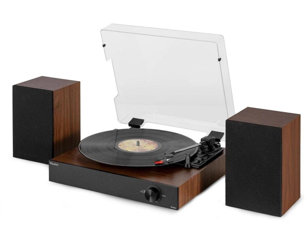 Audizio Plattenspieler mit Bluetooth RP325W mit Lautsprecher, Braun
