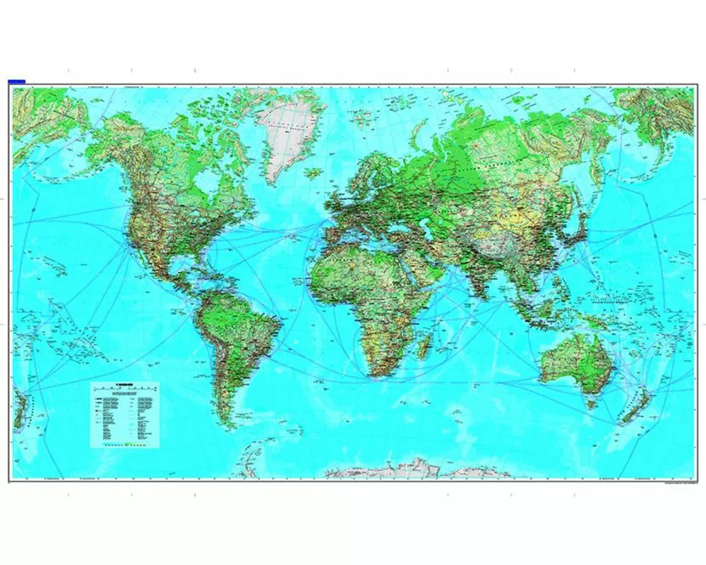 Kümmerly+Frey Welt- und Kontinentkarte Weltkarte physikalisch Poster 1:30 Mio