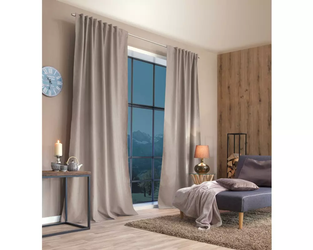 Stotz Decor AG Nachtvorhang mit Faltenband Samedan 135 cm x 145 cm, Natur