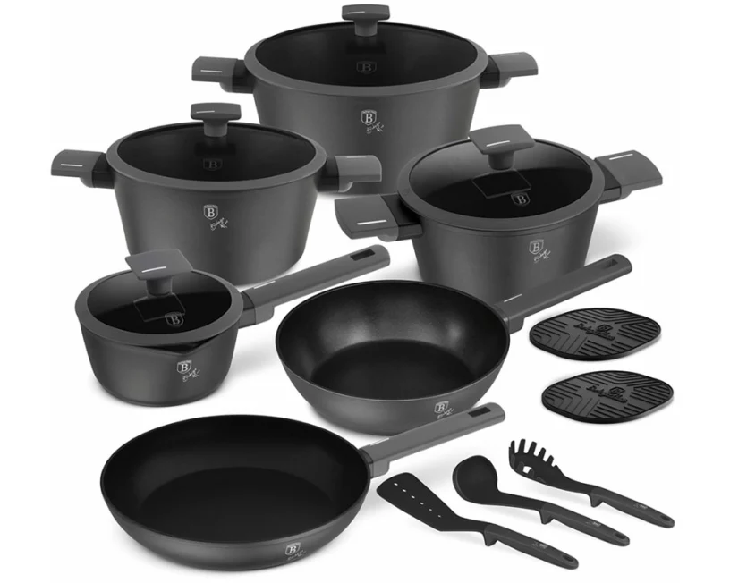 Berlinger Haus 15-teiliges Kochgeschirr-Set matt Anthracite Collection 2.0