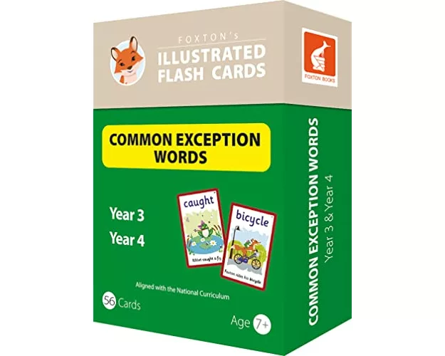 Common Exception Words Flash Cards: Year 3 and Year 4 Words - Perfect for Home Learning - with 106 Colourful Illustrations