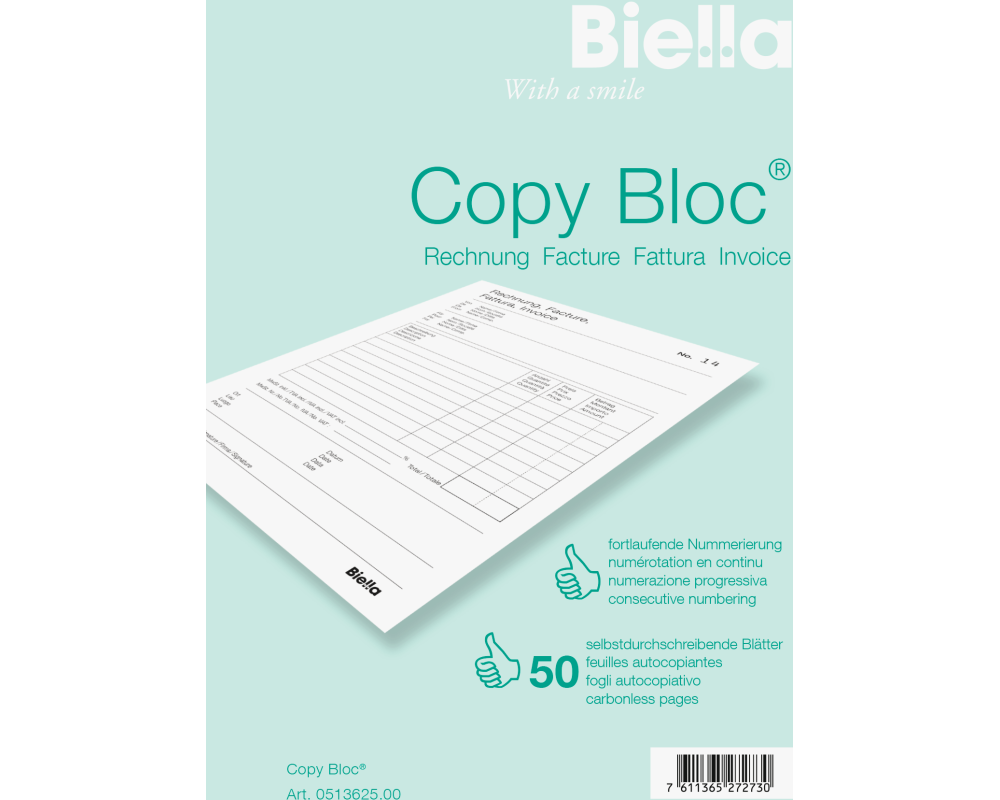 BIELLA Rechnung COPY-BLOC D/F A6 51362500U selbstdurchschreib. 50x2 Blatt