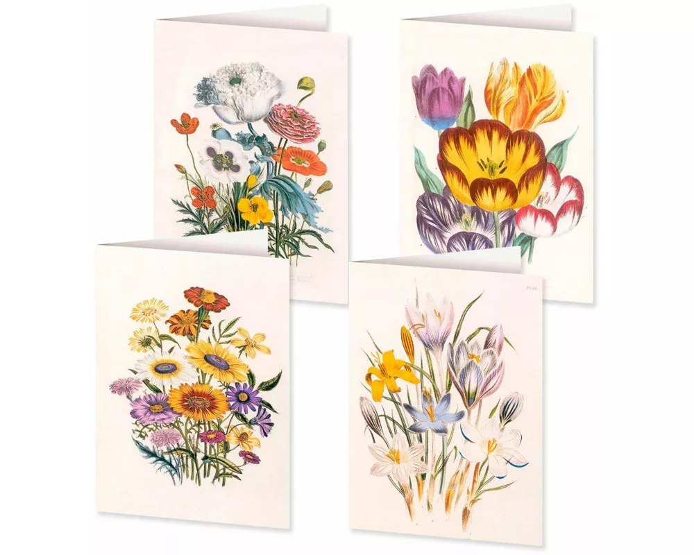 4er-Set Doppelkarten »Blumengrüße« mit Motiven von Jane C. Loudon