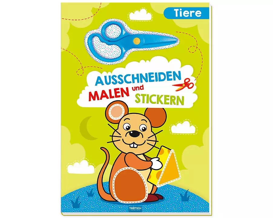 Trötsch Bastelbuch mit Schere Ausschneiden, Malen und Stickern Tiere