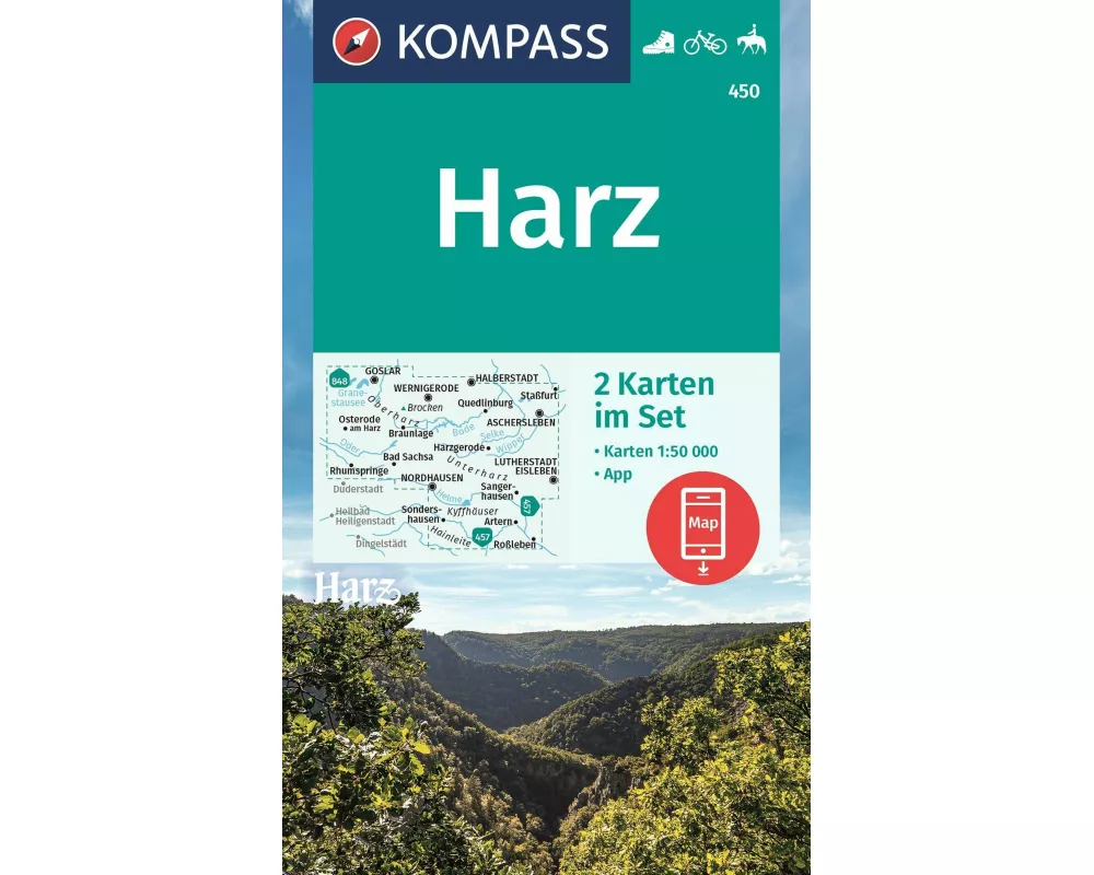 KOMPASS Wanderkarten-Set 450 Harz (2 Karten) 1:50.000