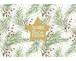 Doppelkarte. Green Karma X-MAS - Weihnachtliches Muster mit goldenem Stern