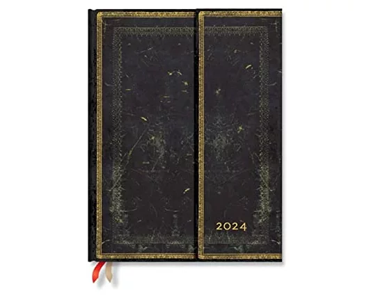 Arabica (Old Leather Collection) Ultra Horizontal 12-month Dayplanner 2024 (Wrap Closure)
