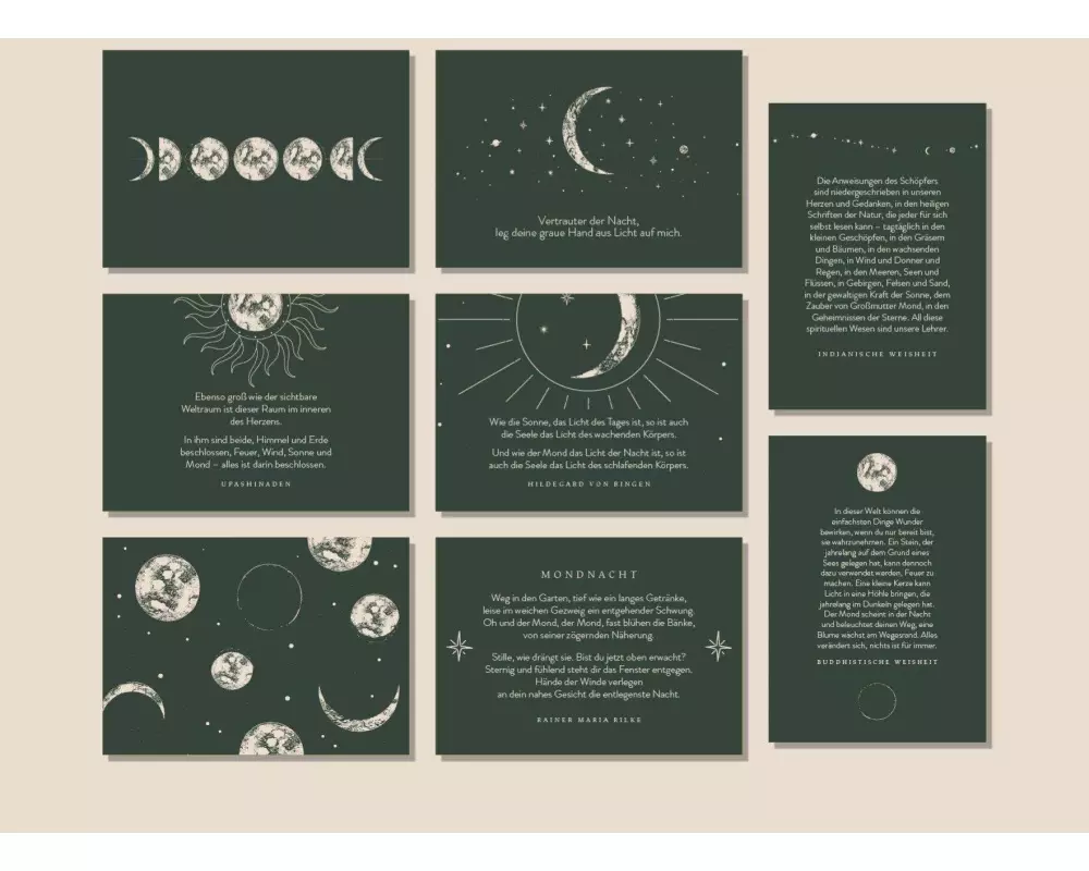Schönes Postkarten Set "Sei wie der Mond"