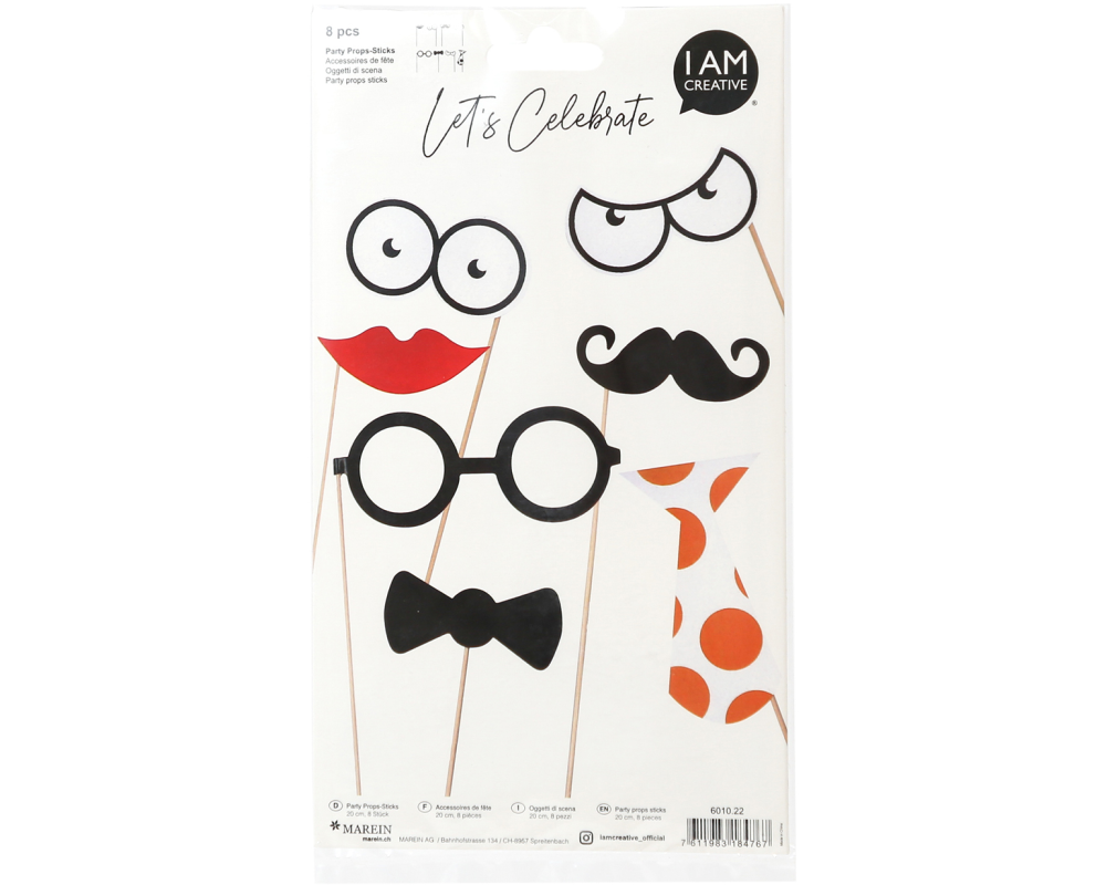 I AM CREATIVE Party Props-Sticks, 20cm 6010.22 8 Stück
