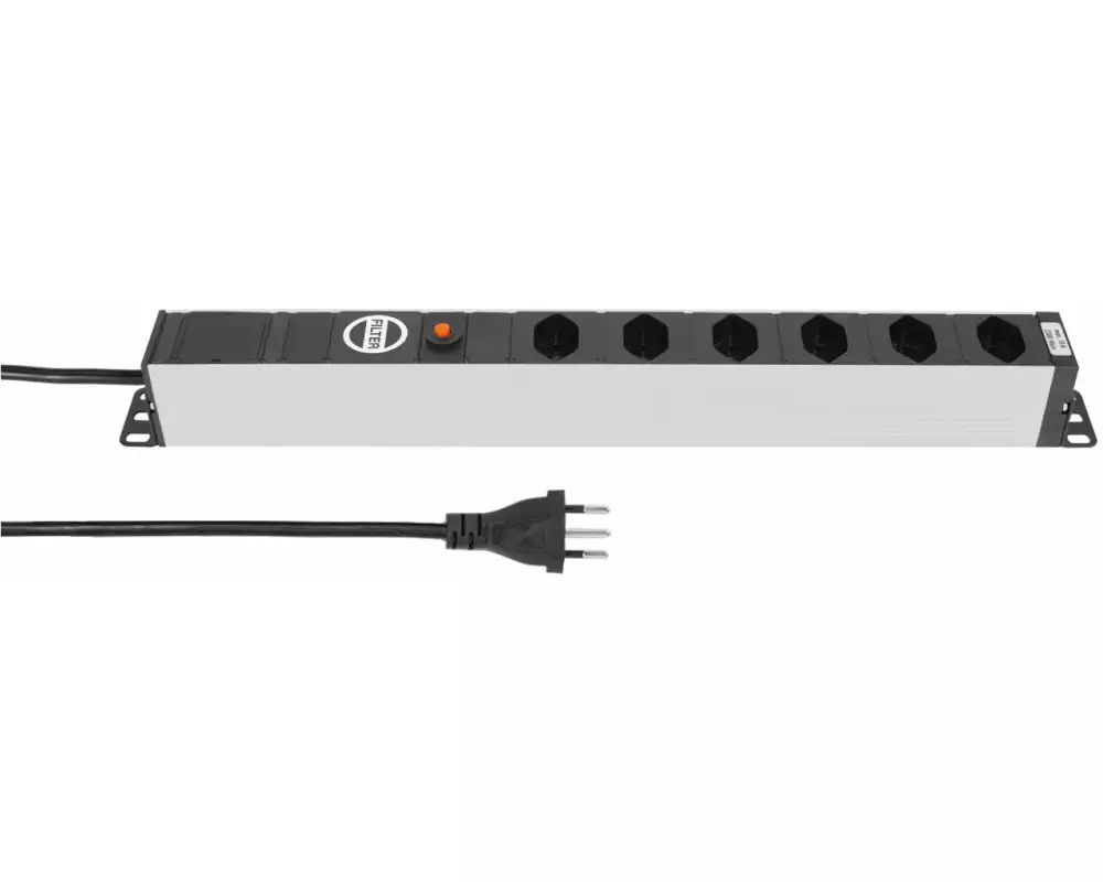 STEFFEN 19" Steckdosenleiste 6x T13, Silber