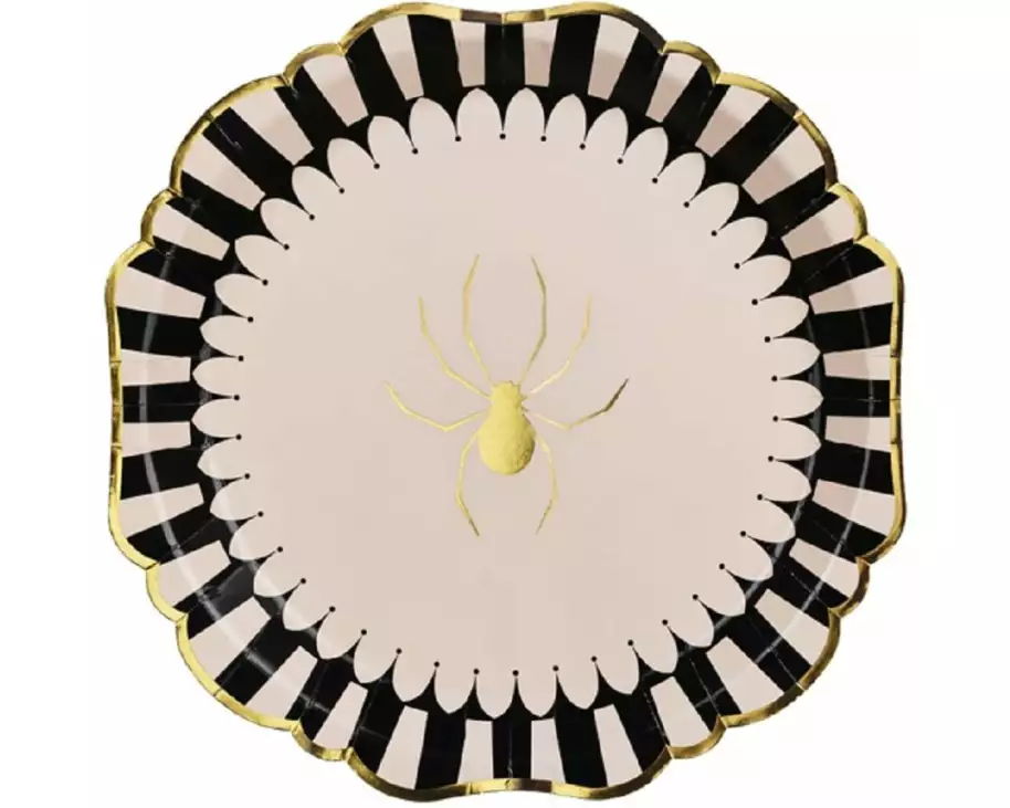 Partydeco Einweggeschirr Teller Spinne 23 cm, 6 Stück