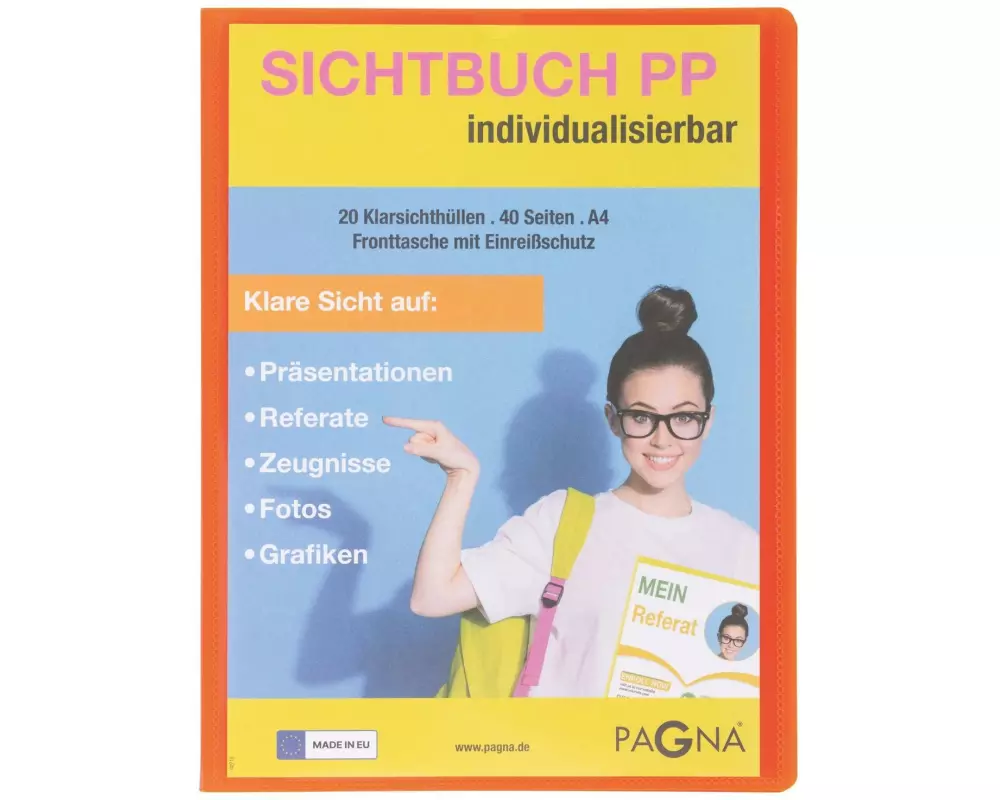 Pagna Sichtbuch mit Fronttasche, School A4 Orange